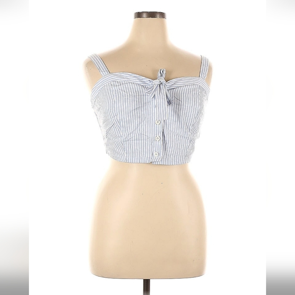 Forever 21 Blue & White Striped Women's Crop Top Size 0X, 100% Cotton